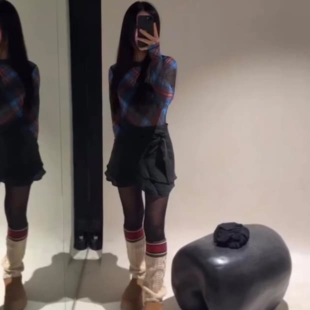 찰스 제프리 러버보이 체크 메쉬 탑