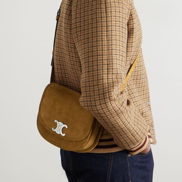 셀린느 미디움 베사체 트리옹프 스웨이드 카프스킨 하바나 백!!!