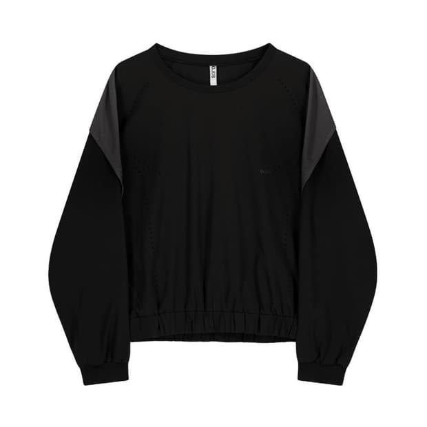 OJOS 오호스 레이어드 메쉬 나일론 스웻셔츠 블랙