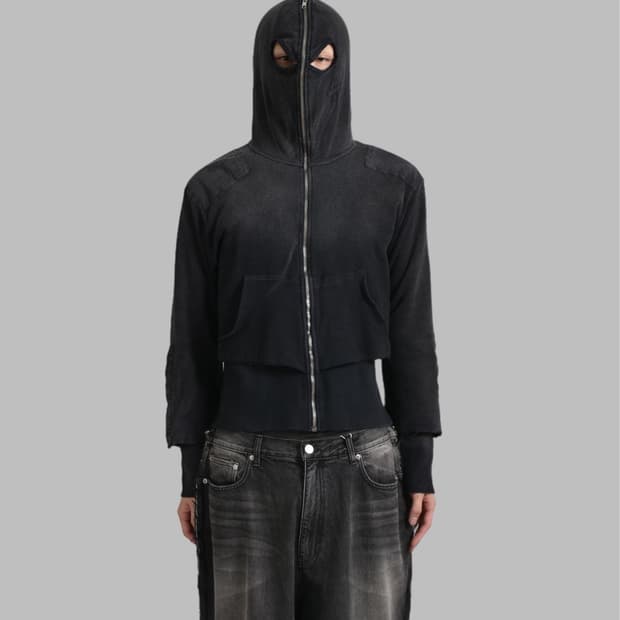 프로젝트 G/R 김프 와플 써멀 후드집업 블랙