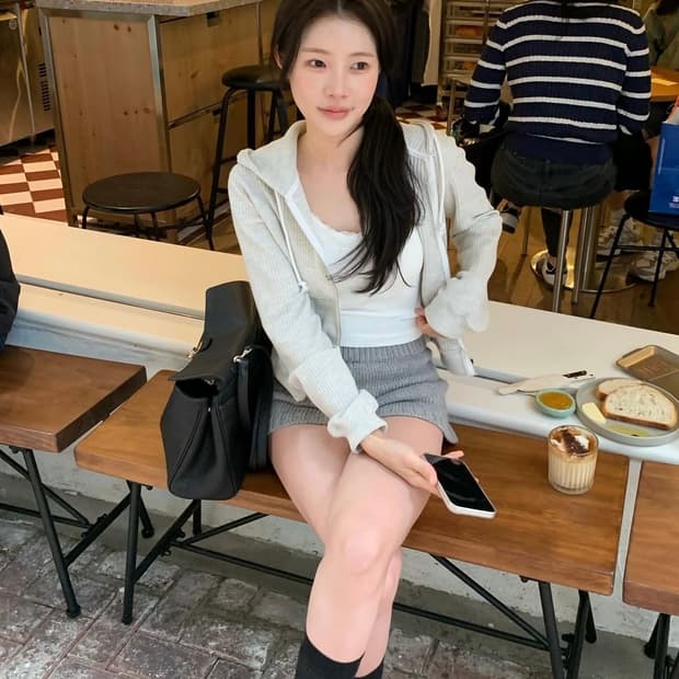 LazyShop 와플 후드 집업