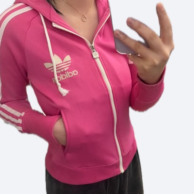 🩷대장급 아디다스 파이어버드 빅로고 핑크 후드집업🩷