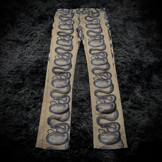 Hysteric Glamour 스네이크 패턴 베이지 데님 팬츠
