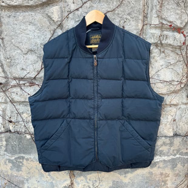 90s 에디바우어 빈티지 구스 다운 패딩 베스트 조끼 블랙 xl