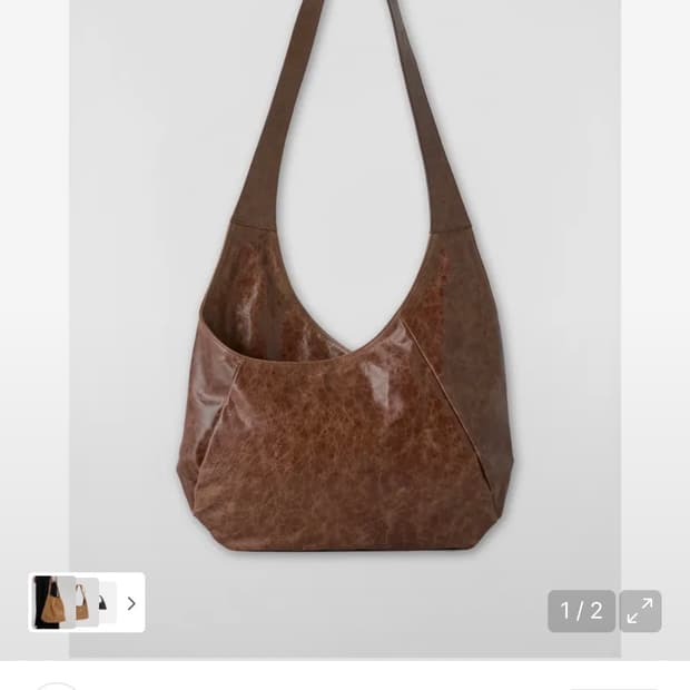 쿠어 하프문  크로스 레더 토트백