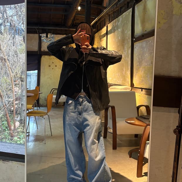 Instantfunk 일자 와이드 데님 팬츠 