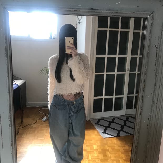 vintage ivory fur knit