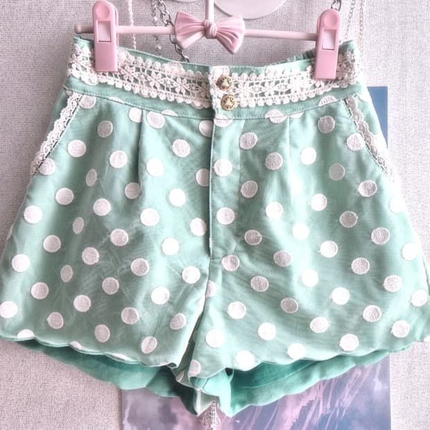 리즈리사 민트 레이스 도트 큐롯