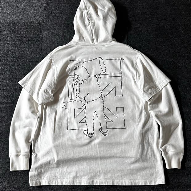20FW 오프화이트 배럴 워커 투인원 후드티