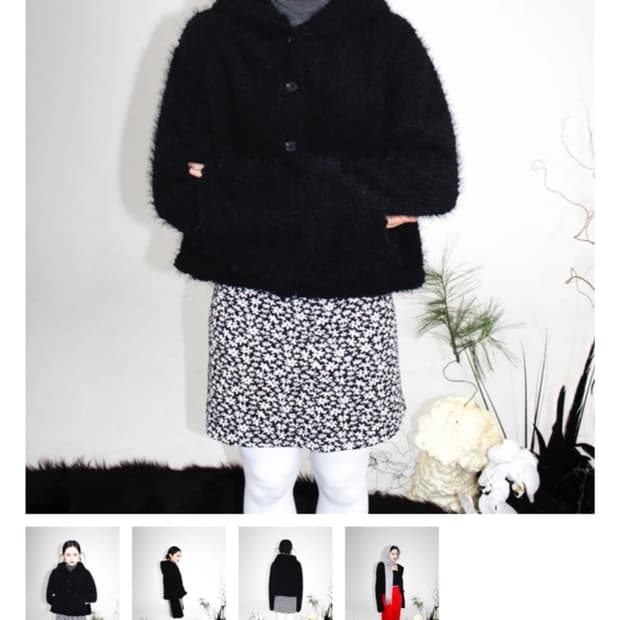 미애 후드 퍼 가디건