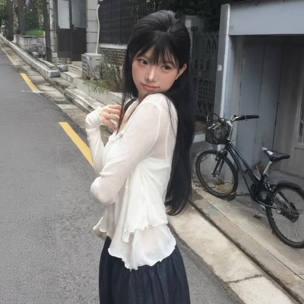 모디무드 플레어 나시 가디건 세트 블랙