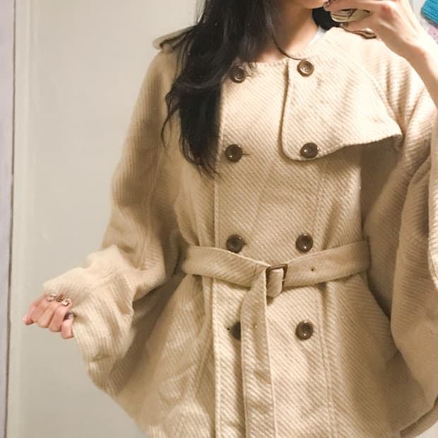 빈티지 달천깔 벨트 케이프 코트 히메갸루 로걀 라떼 공겜여주 모리걸