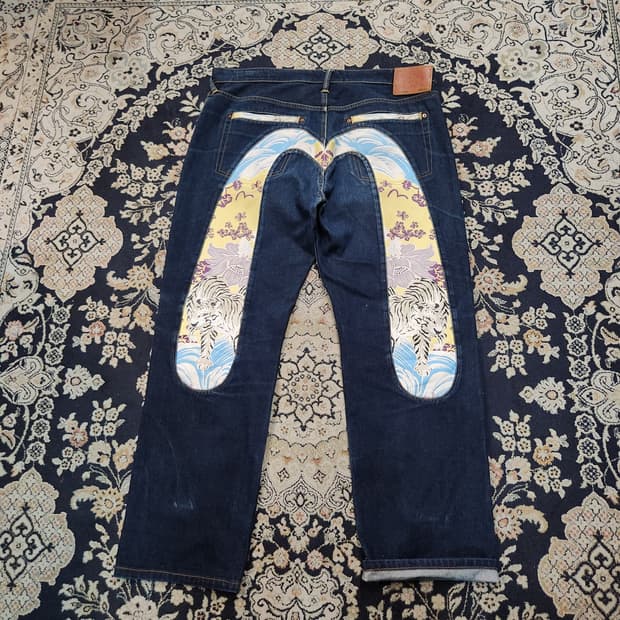 EVISU 에비수 재팬 Lot2000 백호 데님 팬츠 38 빅다이콕