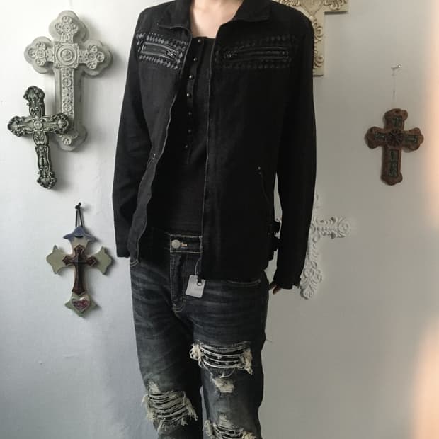 Point high neck jacket