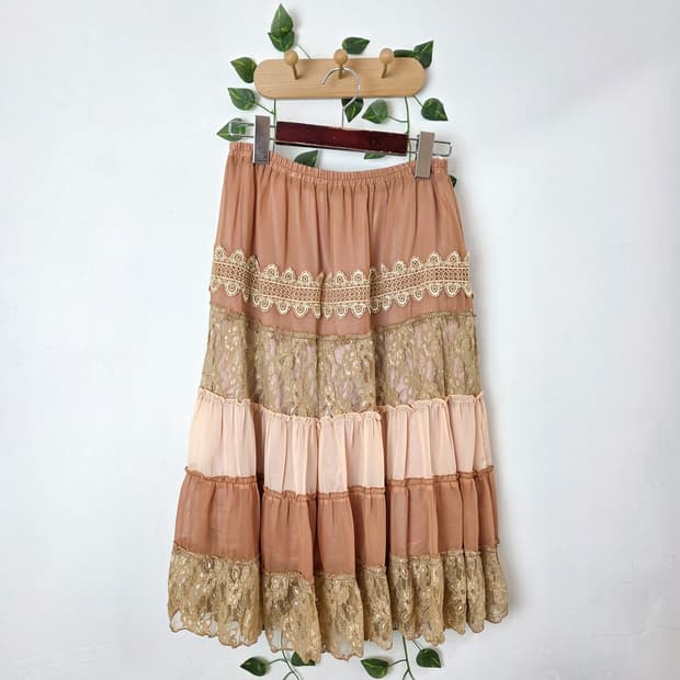 레이스 패치워크 스커트