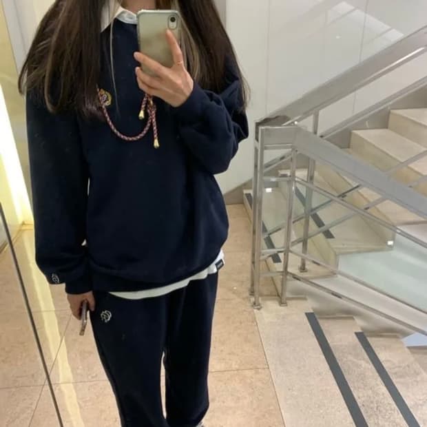 [M] 코드그라피 CGP 헤리티지 럭비 맨투맨 셋업 네이비 세트