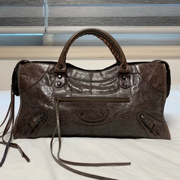 희귀 발렌시아가 시티백 모터백 엔틱브라운 라지