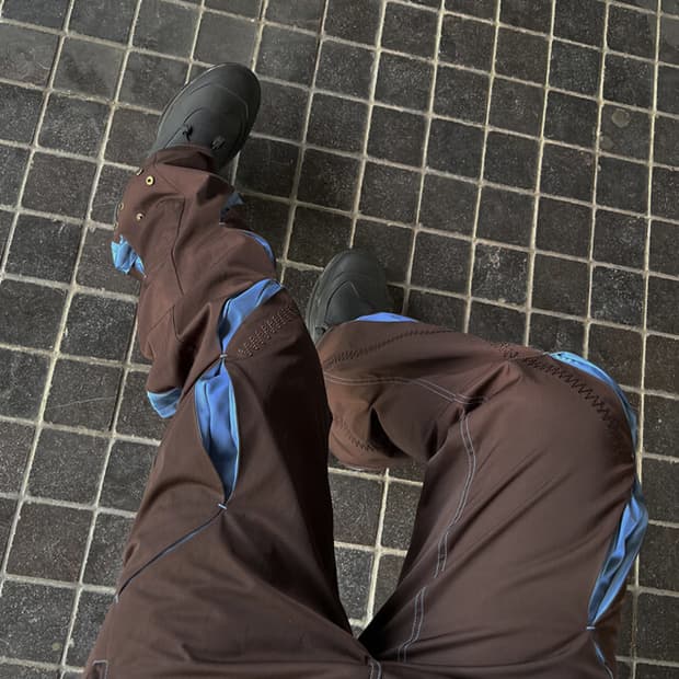 에이옵 바 택 커브 팬츠(브라운/스카이블루)