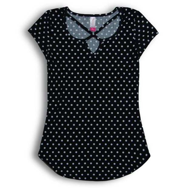 Polka Dot Curved Hem top