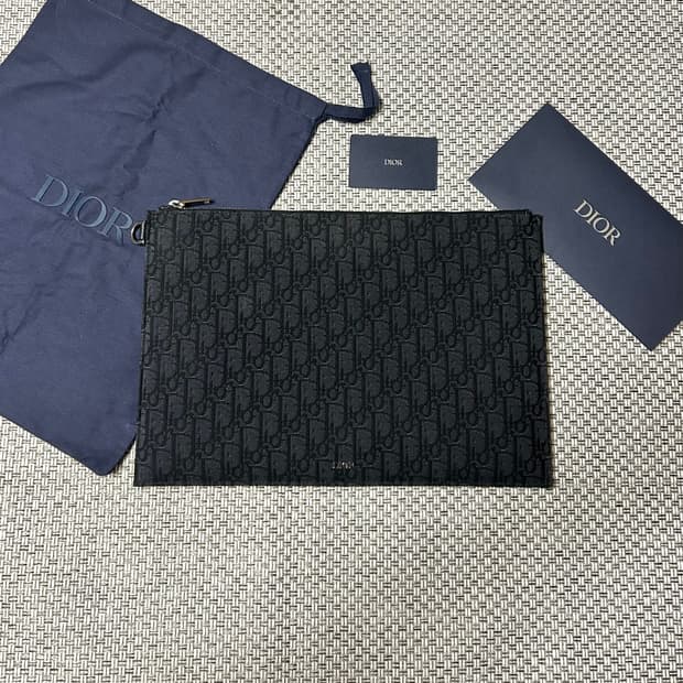 [공홈/새상품급] 디올 오블리크 자카드 파우치 클러치 A4 블랙