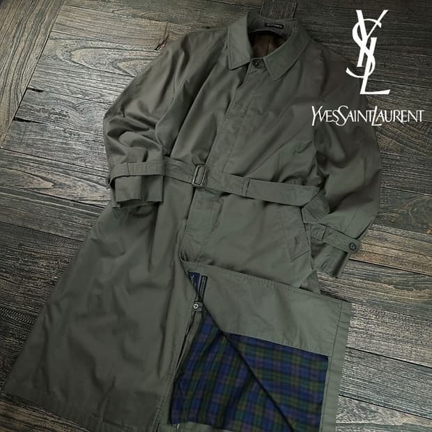 [입생로랑] 벨티드 빈티지 롱 트렌치 코트 P01545