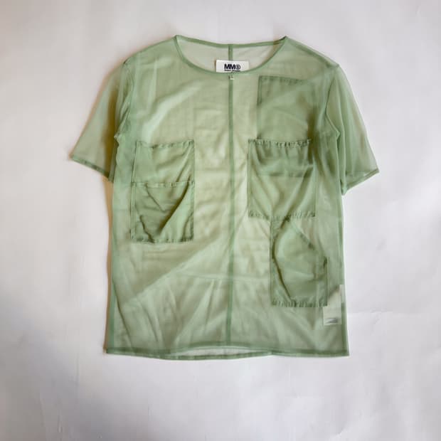 MM6 Maison Margiela Mint Green Mesh Top