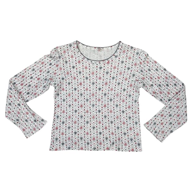 히스테릭 글래머 아카이브 귀여운 하트 패턴 롱슬리브 티셔츠