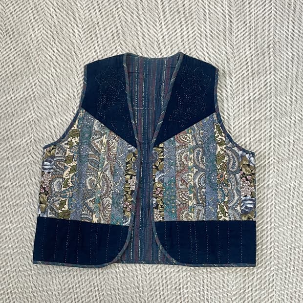 빈티지 보로 패치워크 베스트 