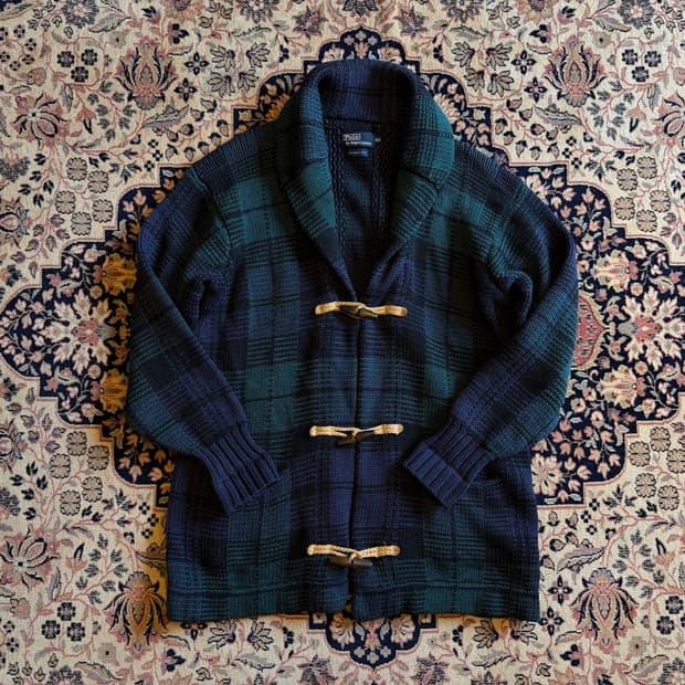 폴로 랄프로렌 블랙와치 숄칼라 가디건 100~105