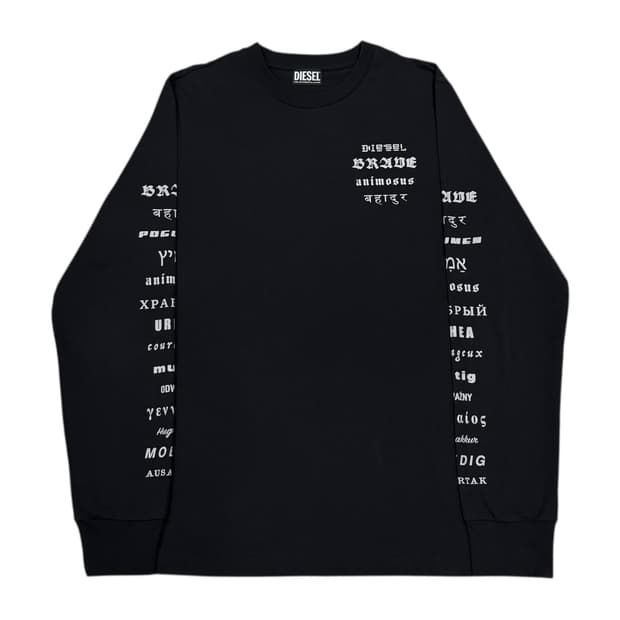 디젤 레터링 프린팅 롱슬리브 긴팔티 블랙 L