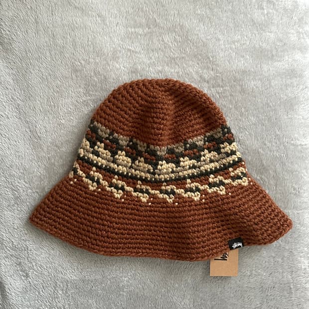 스투시 페어아일 버킷햇 브라운