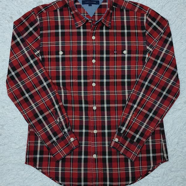 타미힐피거 남성 체크 셔츠 L