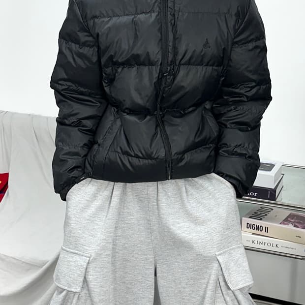 빈폴 스몰로고 블랙 패딩 XL
