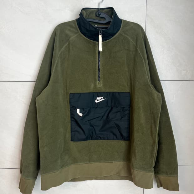 [2XL] 나이키 플리스 하프집업 카키