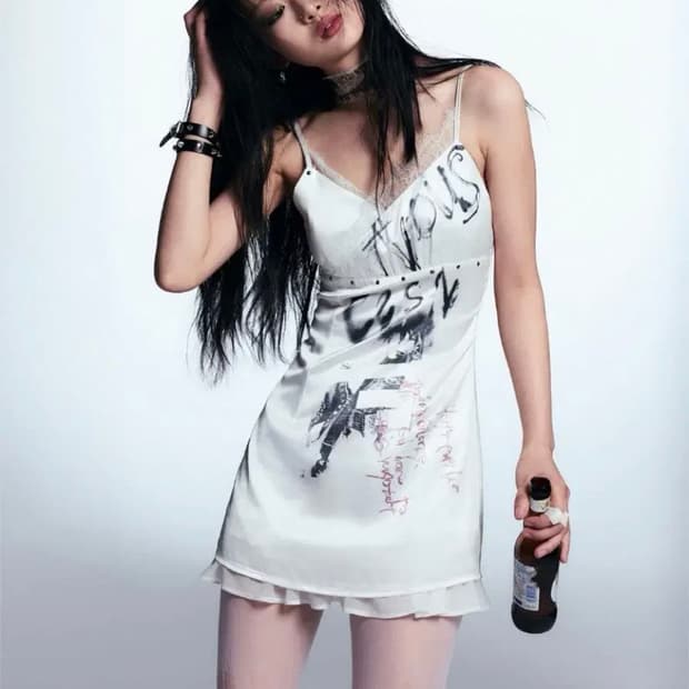 shopcor print satin suspender dress