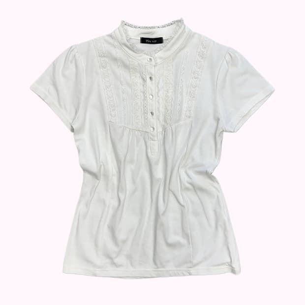 white lace button t-shirt