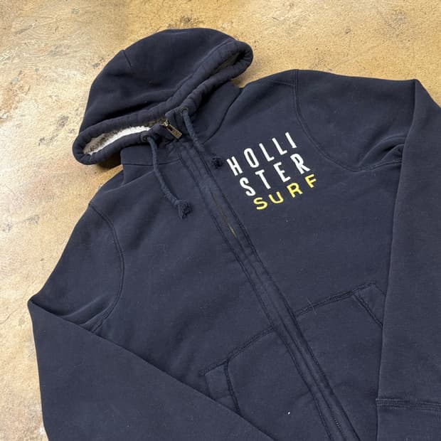 홀리스터 네이비 양털 후드집업