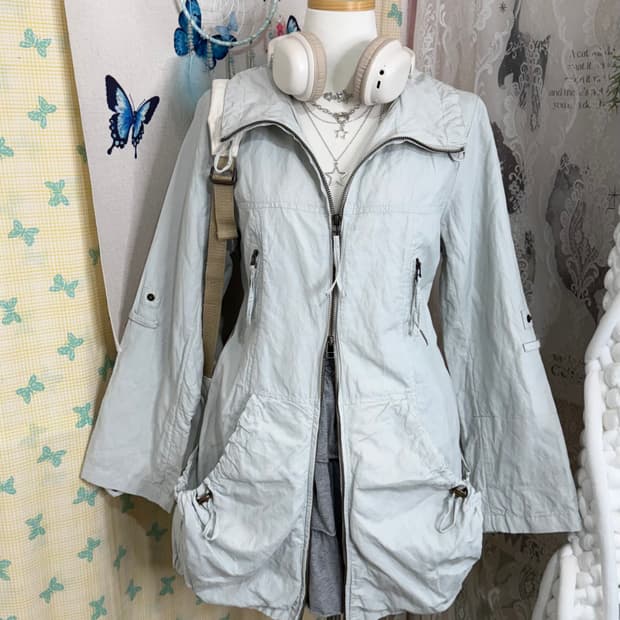 아이스 블루 투웨이 집업 자켓