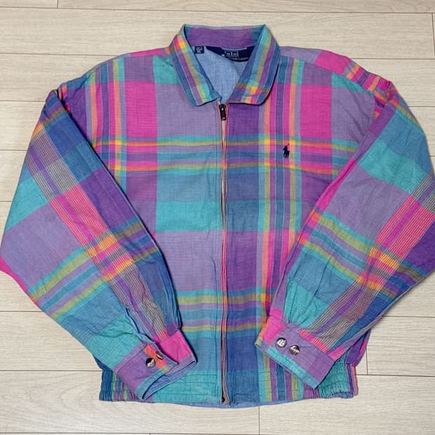90s 폴로 랄프로렌 체크 블루종(XL)