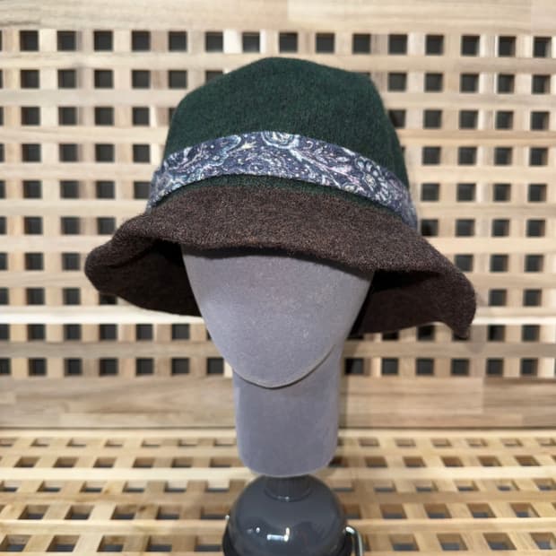 빈티지 울 패턴 벨 버킷햇