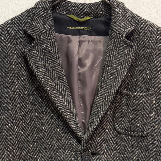 Cube Sugar Herringbone Wool Blend Jacket