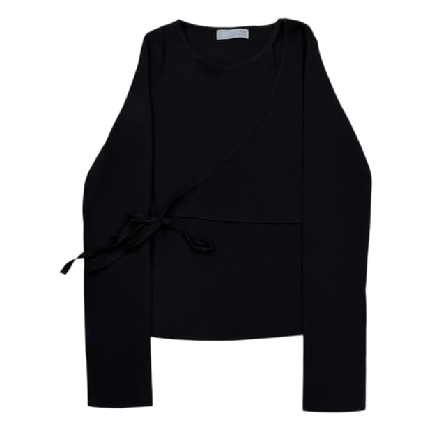 더일마 스웨터 디테일 니트 긴팔티 블랙