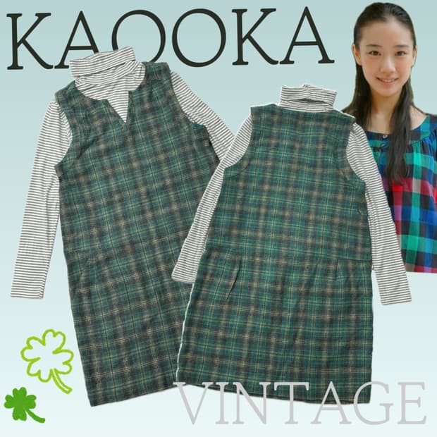 🍀하구미의  코디세트🍀체크 원피스 레이어드 민트맛 모리걸 그런지