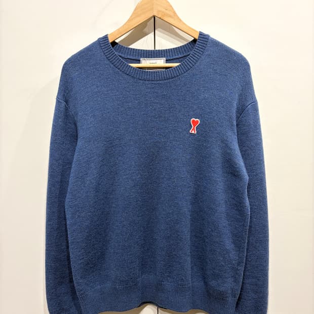 ami 아미 스몰 하트 로고 울 니트