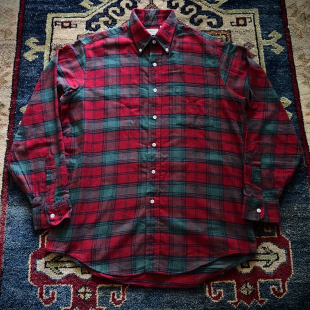 80s 90s USA 엘엘빈 버튼다운 플란넬 타탄 체크셔츠