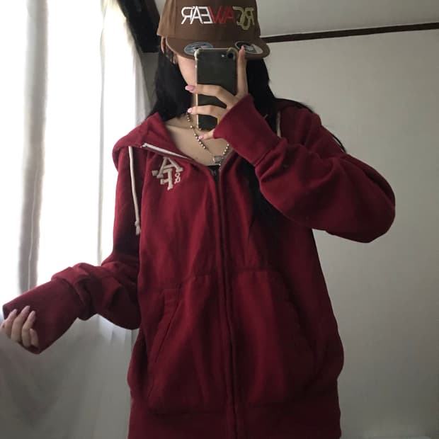 아베크롬비 딥레드 후드집업