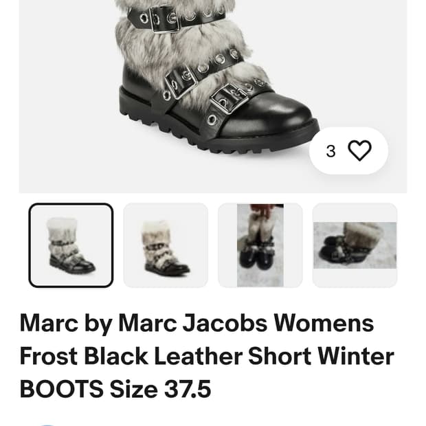 마크 바이 마크 제이콥스 여성용 프로스트 블랙 가죽 숏 겨울 부츠 36