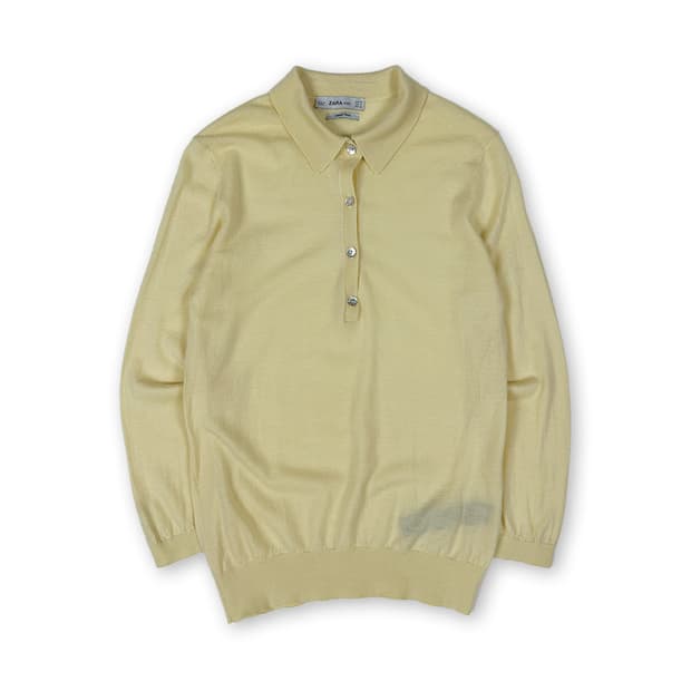 자라 옐로우 카라 니트