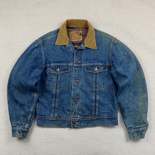 60s COPPER KING 코퍼킹 코듀로이 카라 웨스턴 데님 자켓