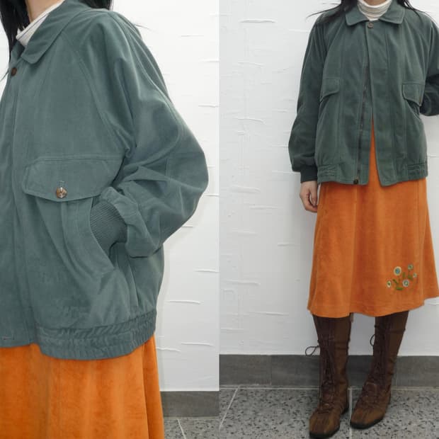 muted teal suede jacket